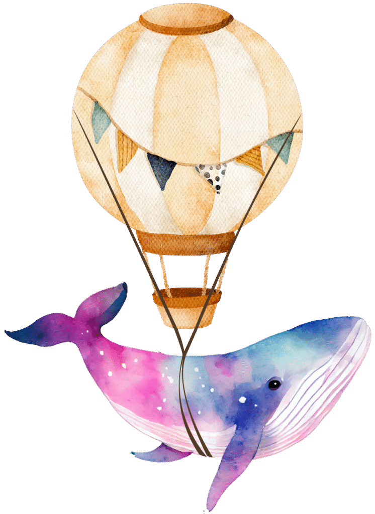 whale with hot air balloon