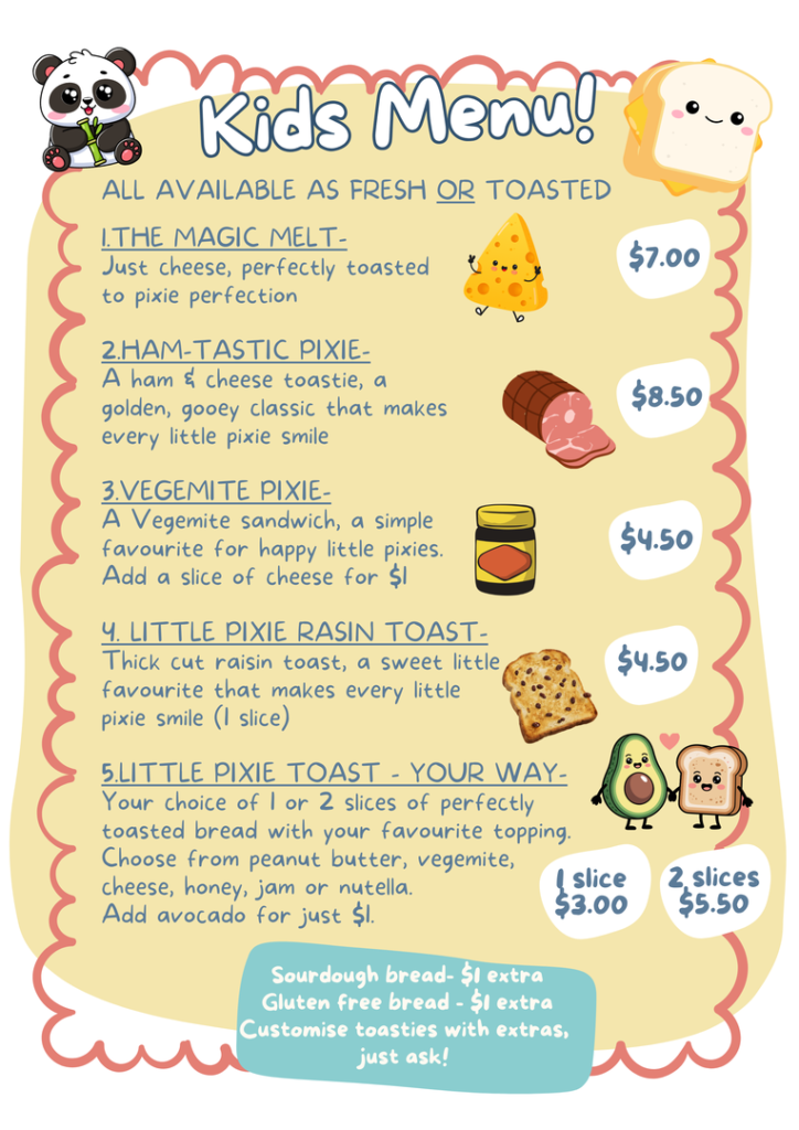 Kids menu